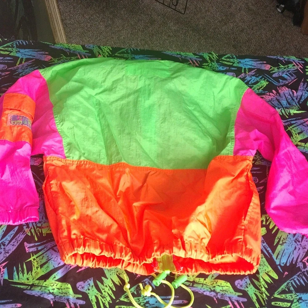 VTG 90s French Toast Neon Color Block Windbreaker - Picture 10 of 11